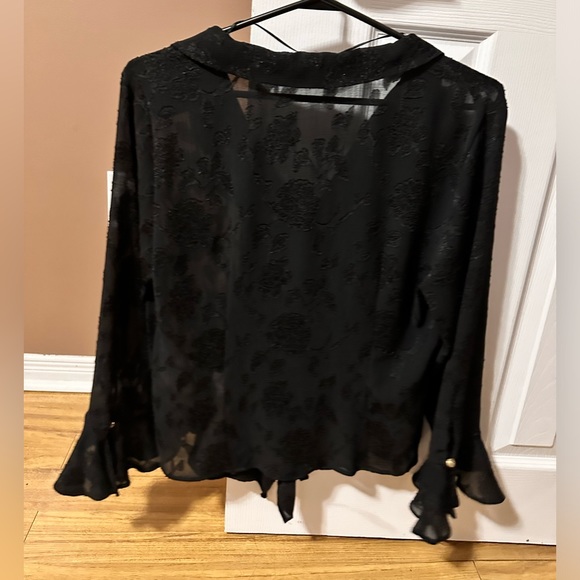 Zara ruffled jacquard blouse in Black - Picture 4 of 5